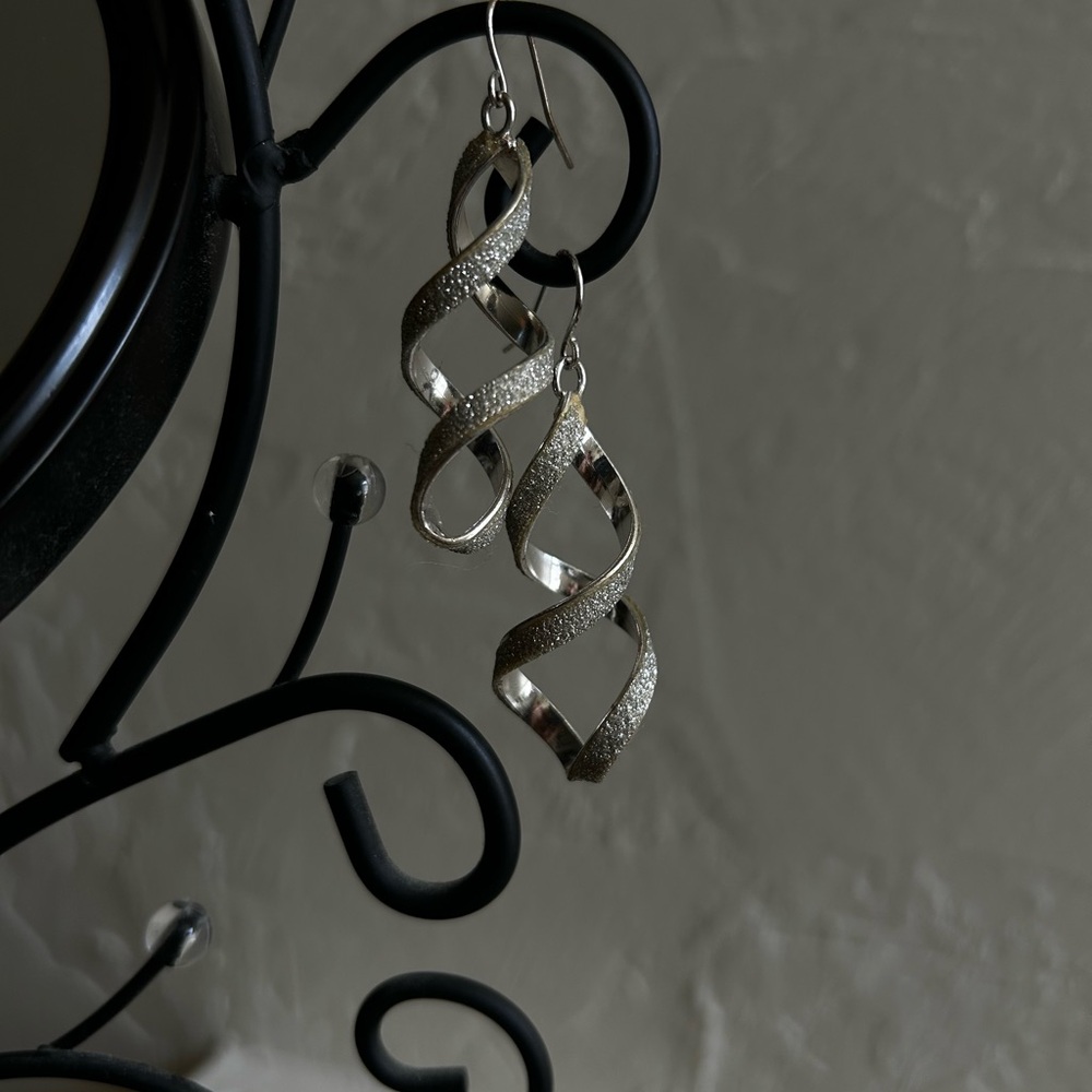 Elegant Silver Twisted Earrings